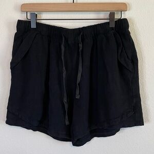 Black Linen Blend Pull On Casual Shorts with Pockets Size XL